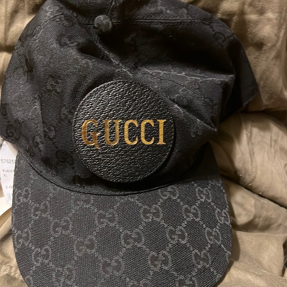 Mens GUCCI Baseball Hat Black on Black